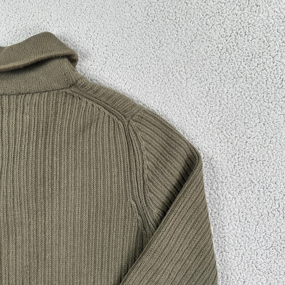 Duluth Trading Co Shawl Collar Infantry Sweater Men Medium Green Cotton Wool